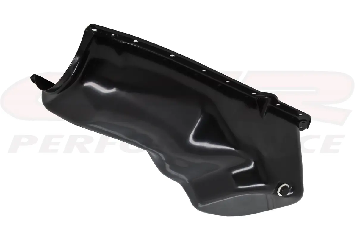 Black Steel Oil Pan For 1964-1980 Oldsmobile 330, 350, 400, 425, 455 Engines – Stock Capacity, Rear Sump Design 1