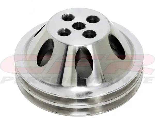 Chevy Small Block Aluminum Polished Water Pump Pulley - 2 Groove (Short) 1
