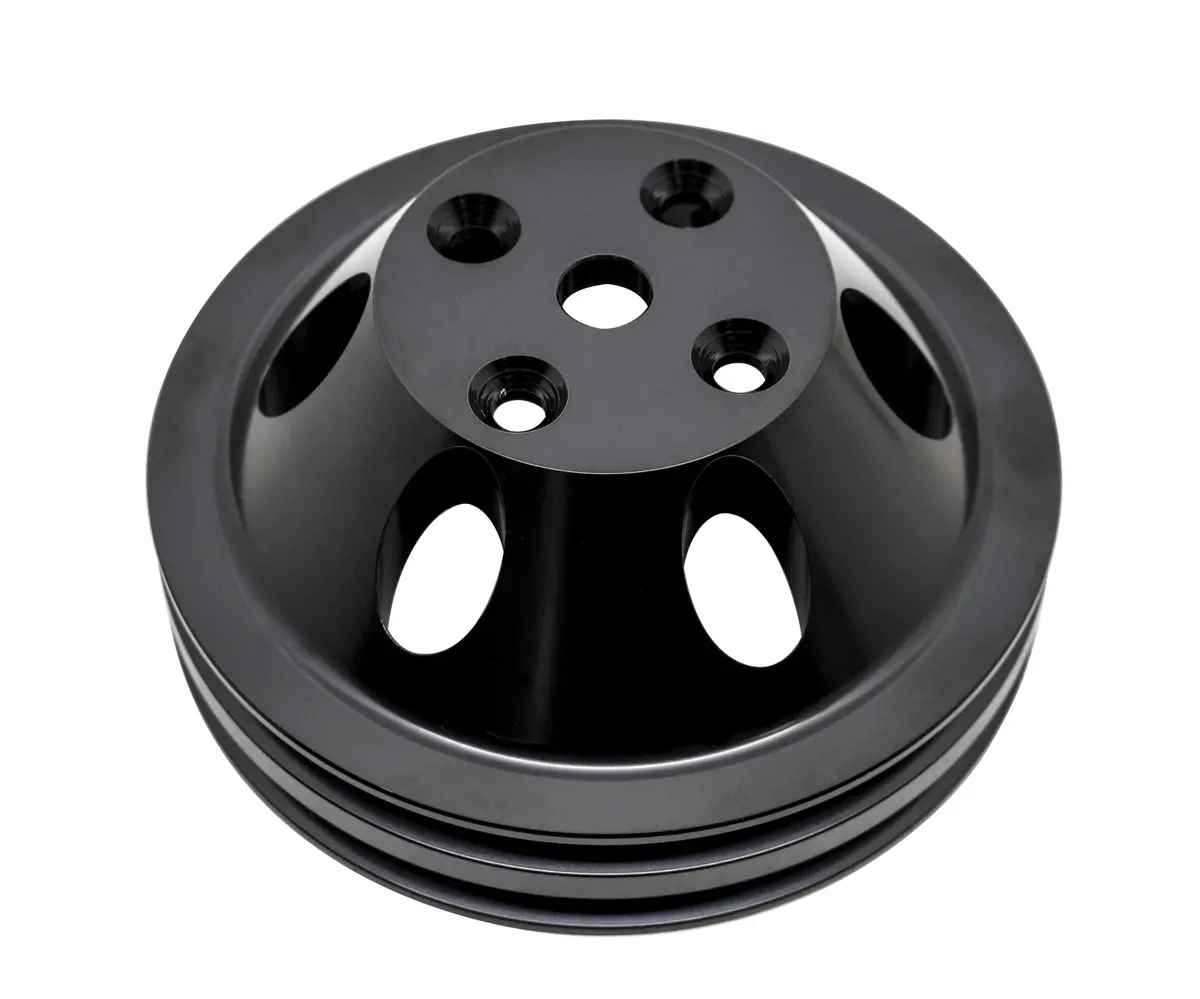 Chevy Small Block Black Aluminum Water Pump Pulley - 2 Groove (Lwp) 1