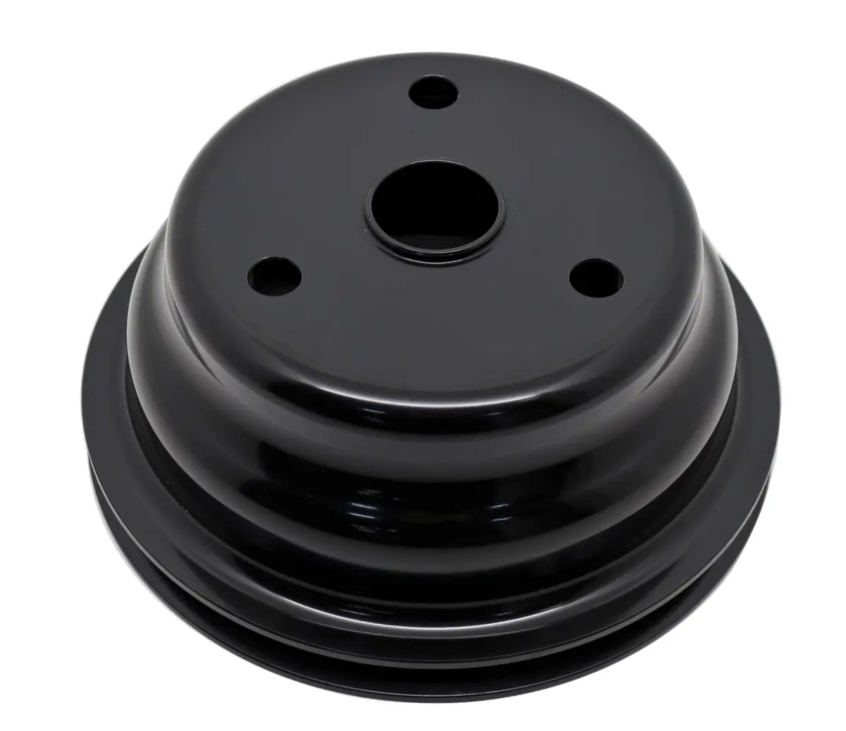 Chevy Small Block Aluminum Crank Pulley  - 1 Groove (Long) - Black 1