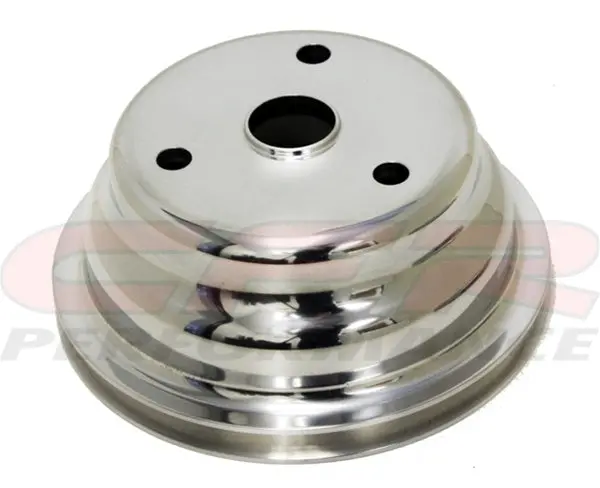 Chevy Small Block Aluminum Crank Pulley  - 1 Groove (Long) Polished 1