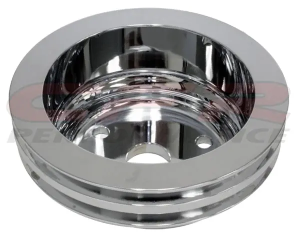 Chevy Small Block Chrome Aluminum Crank Pulley - 2 Groove (Lwp) 1