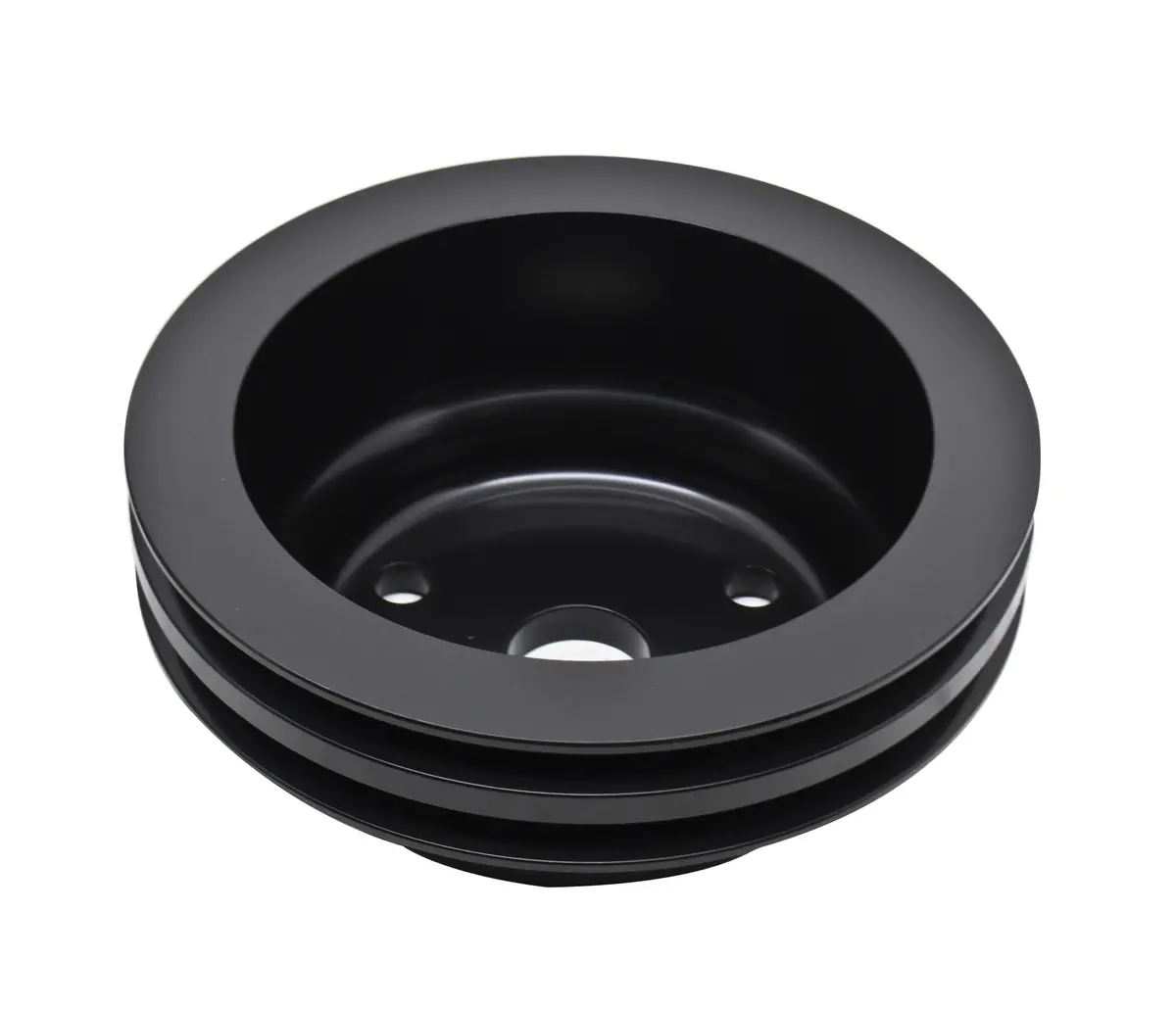 Chevy Small Block Black Aluminum Crank Pulley - 2 Groove (Lwp) 1