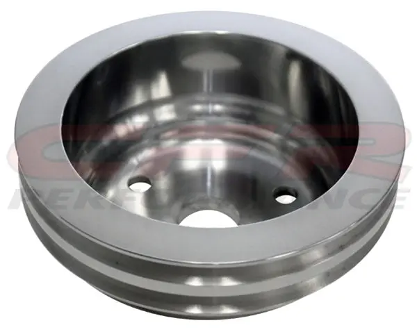 Chevy Small Block Polished Aluminum Crank Pulley - 2 Groove (Lwp) 1