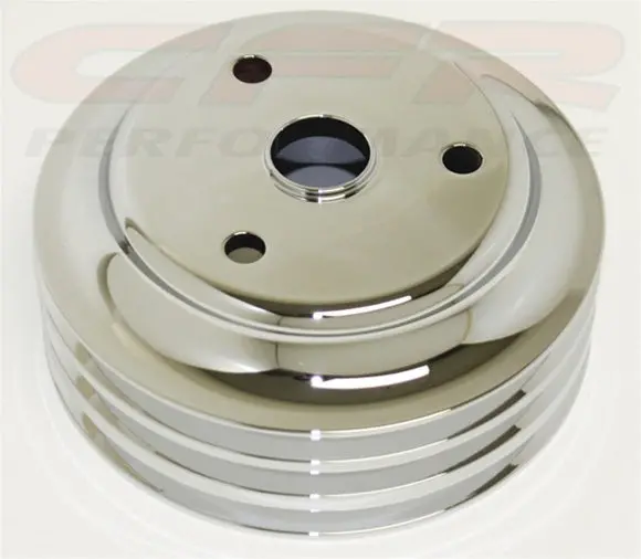 Chevy Small Block Chrome Aluminum Crank Pulley - 3 Groove (Lwp) 1