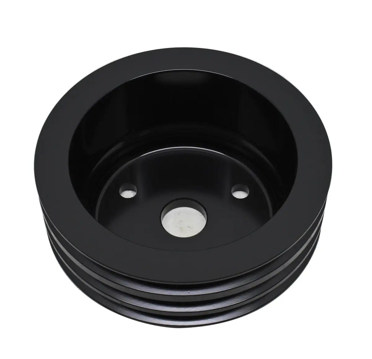 Chevy Small Block Aluminum Crank Pulley - 3 Groove (Lwp) - Black 1