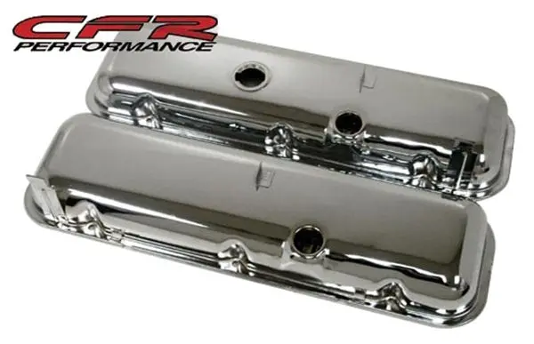 1965-72 Chevy Big Block 396-427-454 Short Oem Style Steel Valve Covers W- Dripper Rails - Chrome 1