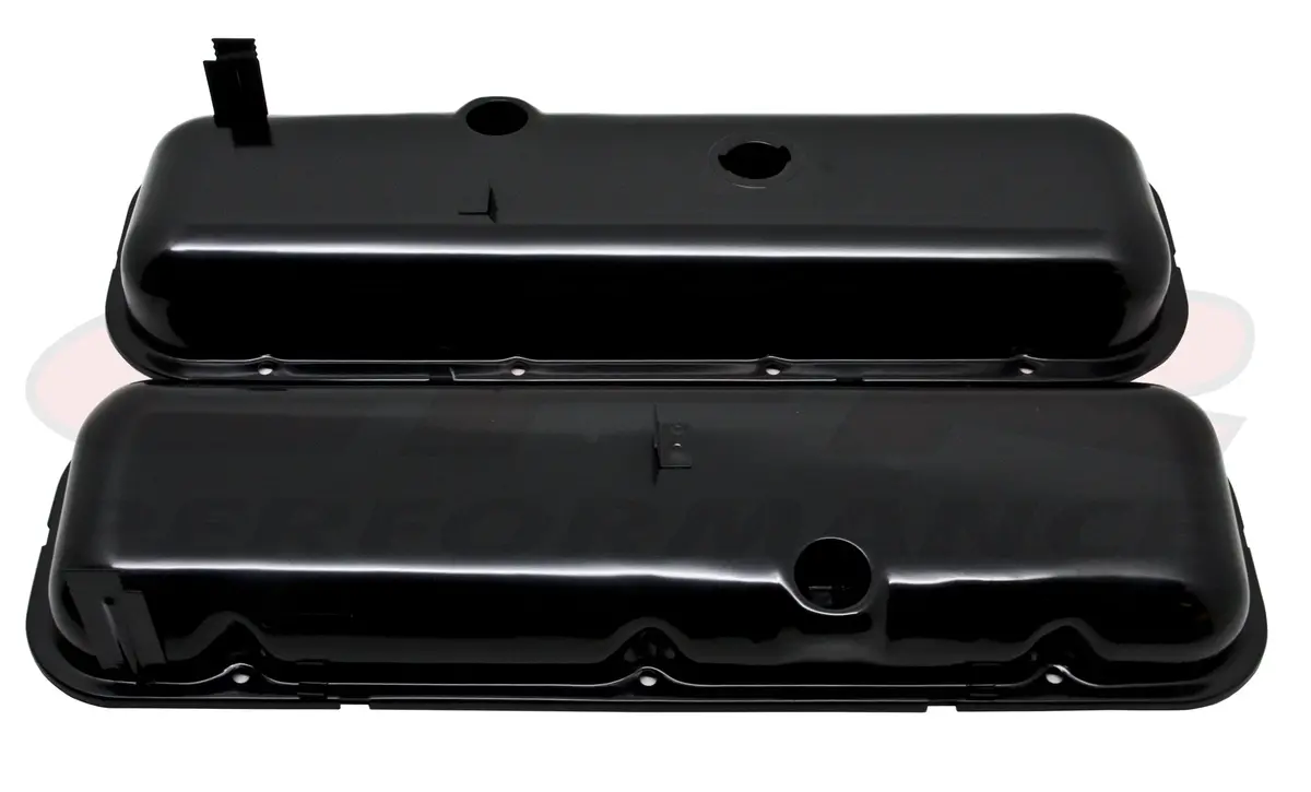 1965-72 Chevy Big Block 396-427-454 Short Oem Style Steel Valve Covers W- Dripper Rails - Black 1