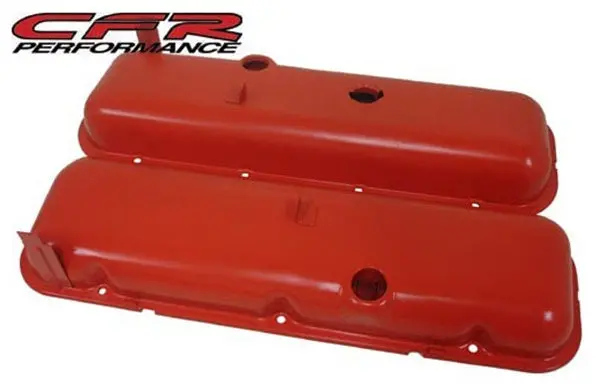 1965-72 Chevy Big Block 396-427-454 Short Oem Style Steel Valve Covers - Orange 1