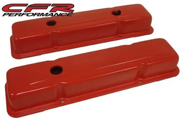 1958-86 Chevy Small Block 283-305-327-350-400 Oem Style Short Valve Covers - Orange 1
