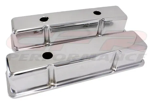 1958-86 Steel Chevy Small Block 283-305-327-350-400 Tall Smooth Valve Covers - Chrome 1