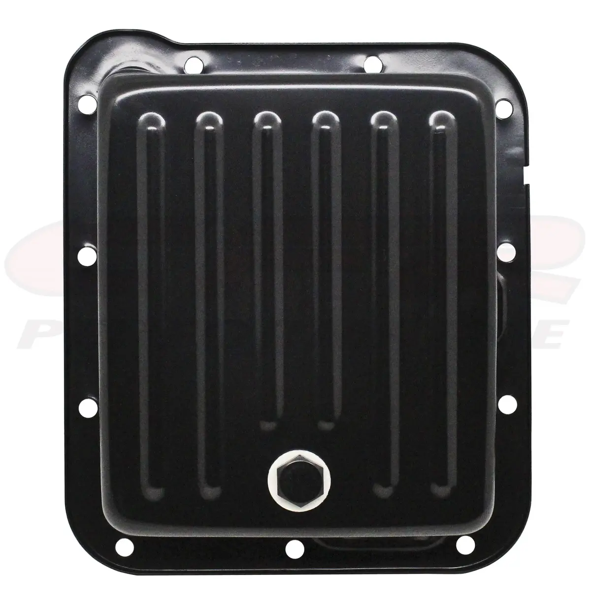 Steel Ford C4 Transmission Pan – Stock Capacity, Black Coated (Pan Fill Style) 1