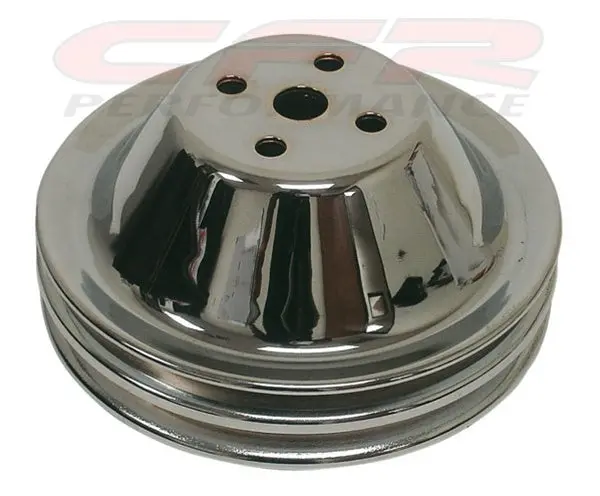 1955-68 Chevy Small Block Chrome Steel Water Pump Pulley - Short (2 Groove) 1