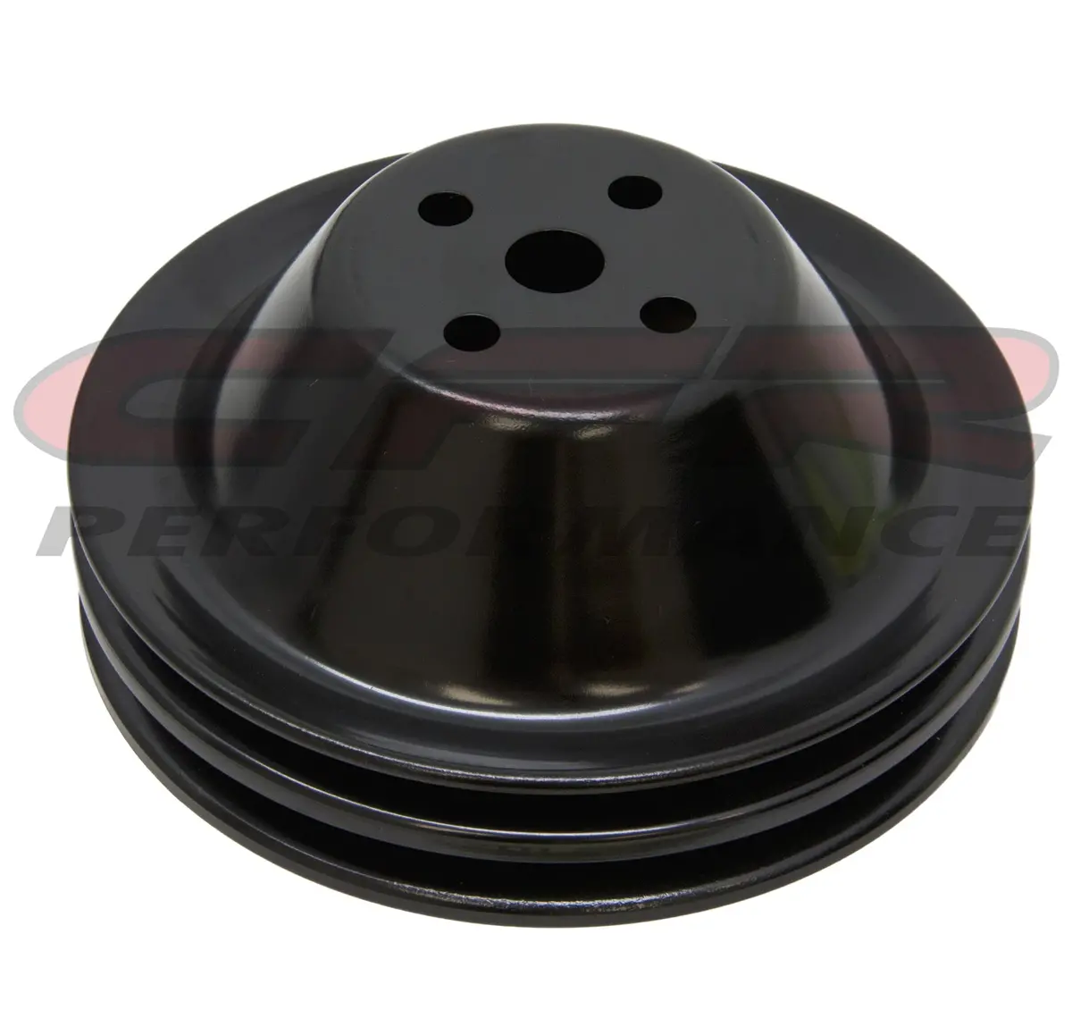 1955-68 Chevy Small Block Black Steel Water Pump Pulley - Short (2 Groove) 1