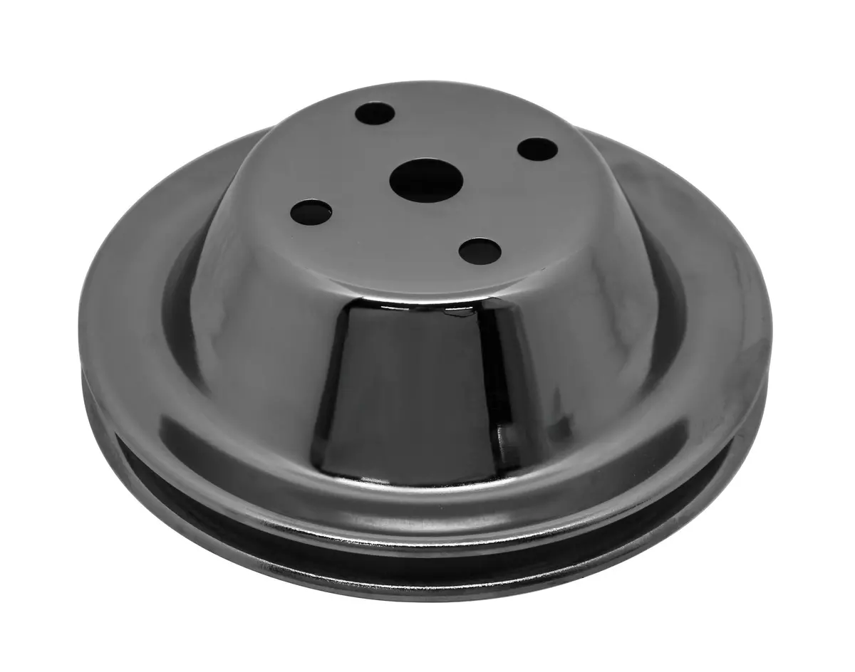 1969-85 Chevy Small Block Black Chrome Steel Water Pump Pulley - Long (1 Groove) 1