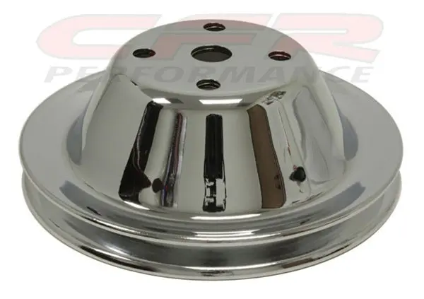 1969-85 Chevy Small Block Chrome Steel Water Pump Pulley - Long (1 Groove) 1