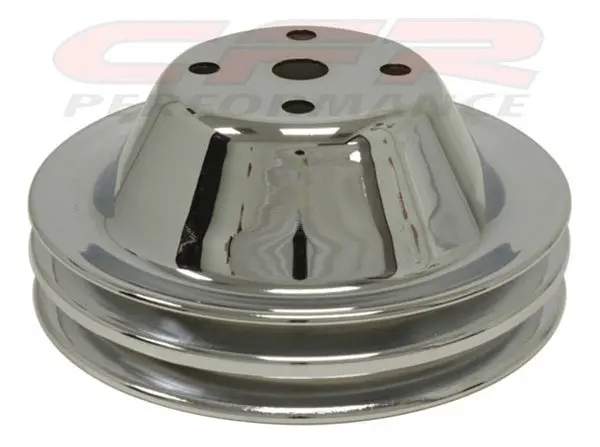 1969-85 Chevy Small Block Chrome Steel Water Pump Pulley - Long (2 Groove) 1
