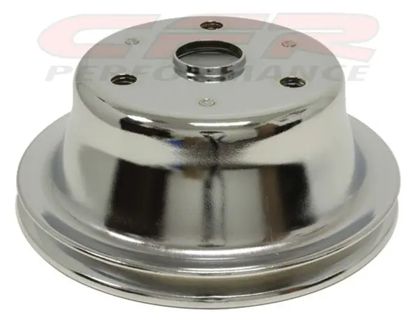 1969-85 Chevy Small Block Chrome Steel Crankshaft Pulley - Long (1 Groove) 1