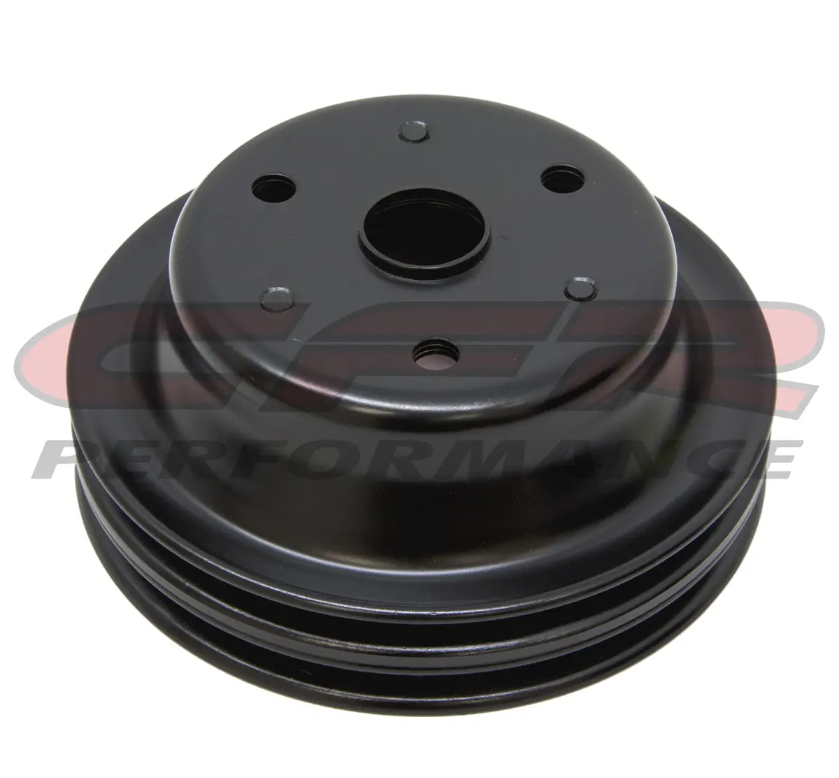 1969-85 Chevy Small Block Black Steel Crankshaft Pulley - Long (2 Groove) 1