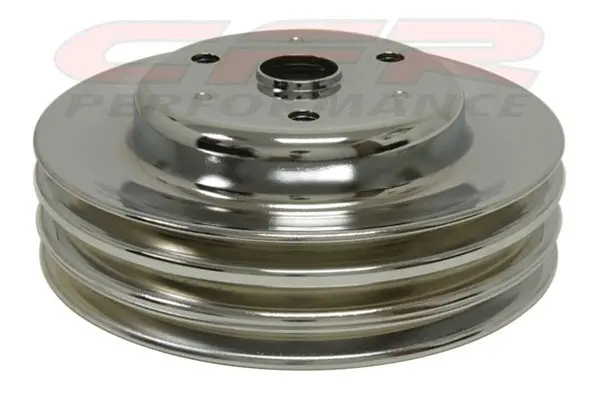 1969-85 Chevy Small Block Chrome Steel Crankshaft Pulley - Long (3 Groove) 1