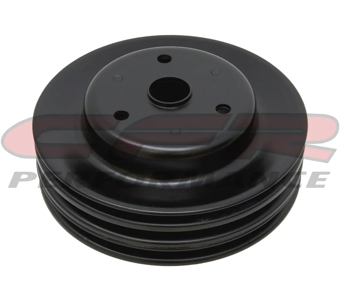 1969-85 Chevy Small Block Black Steel Crankshaft Pulley - Long (3 Groove) 1