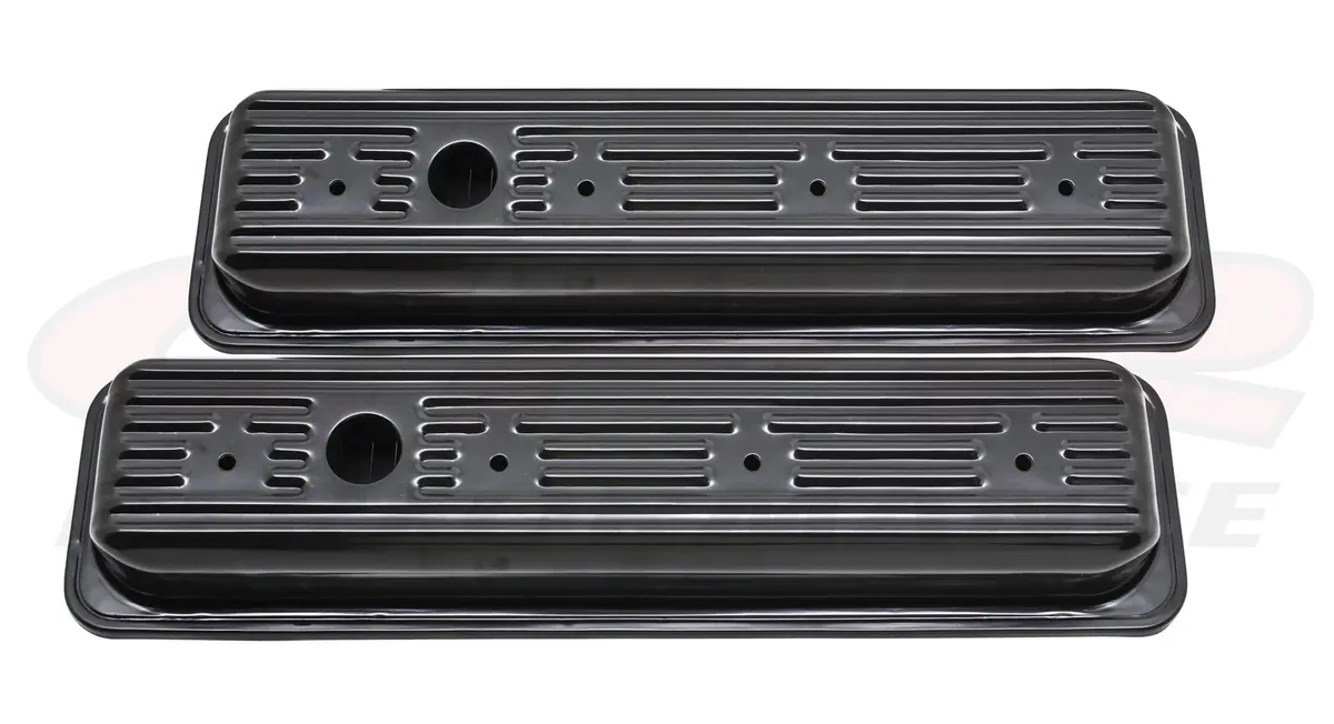 Steel 1987-00 Chevy-Gmc 5.0L & 5.7L Center Bolt Valve Covers - Black (Both Side One Hole Only) 1