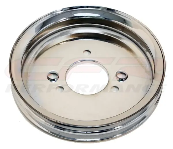 1955-68 Chevy Big Block Chrome Steel Crank Pulley - 2 Groove (Short) 1