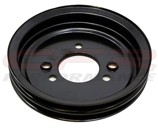1955-68 Chevy Big Block Black Steel Crank Pulley - 2 Groove (Short) 1