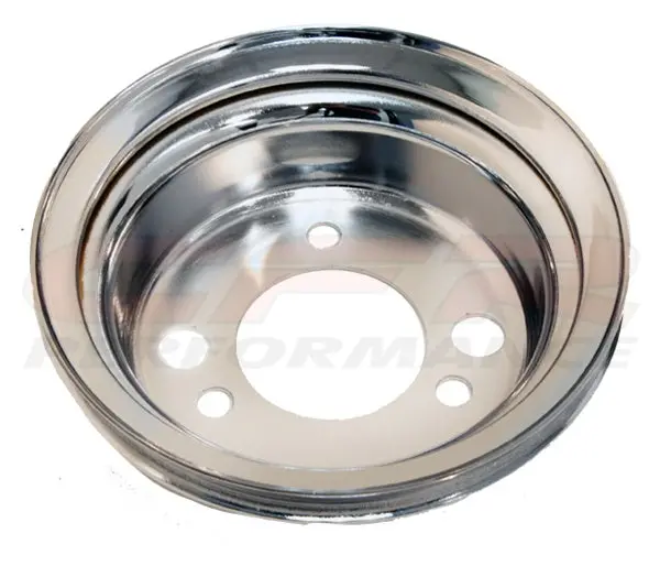 1955–68 Chevy Chrome Steel Crank A-C Add-On Pulley – 1 Groove (Short) 1