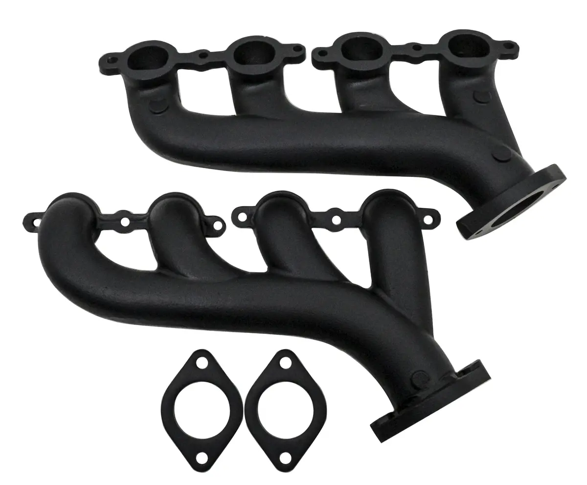 Cast Iron Exhaust Manifolds 02-12 Chevy Ls Based Cerakote Coating- Ceramic Black 1