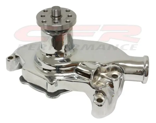 1955-78 Chevy Small Block Aluminum High Volume Short Water Pump - Chrome 1
