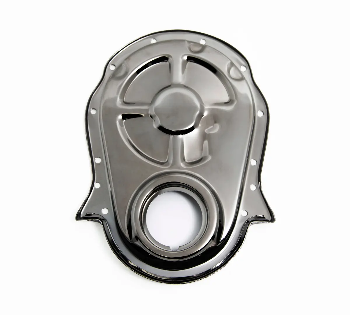 1966-90 Chevy Big Block 396-402-427-454 Steel Timing Chain Cover - Black Chrome 1