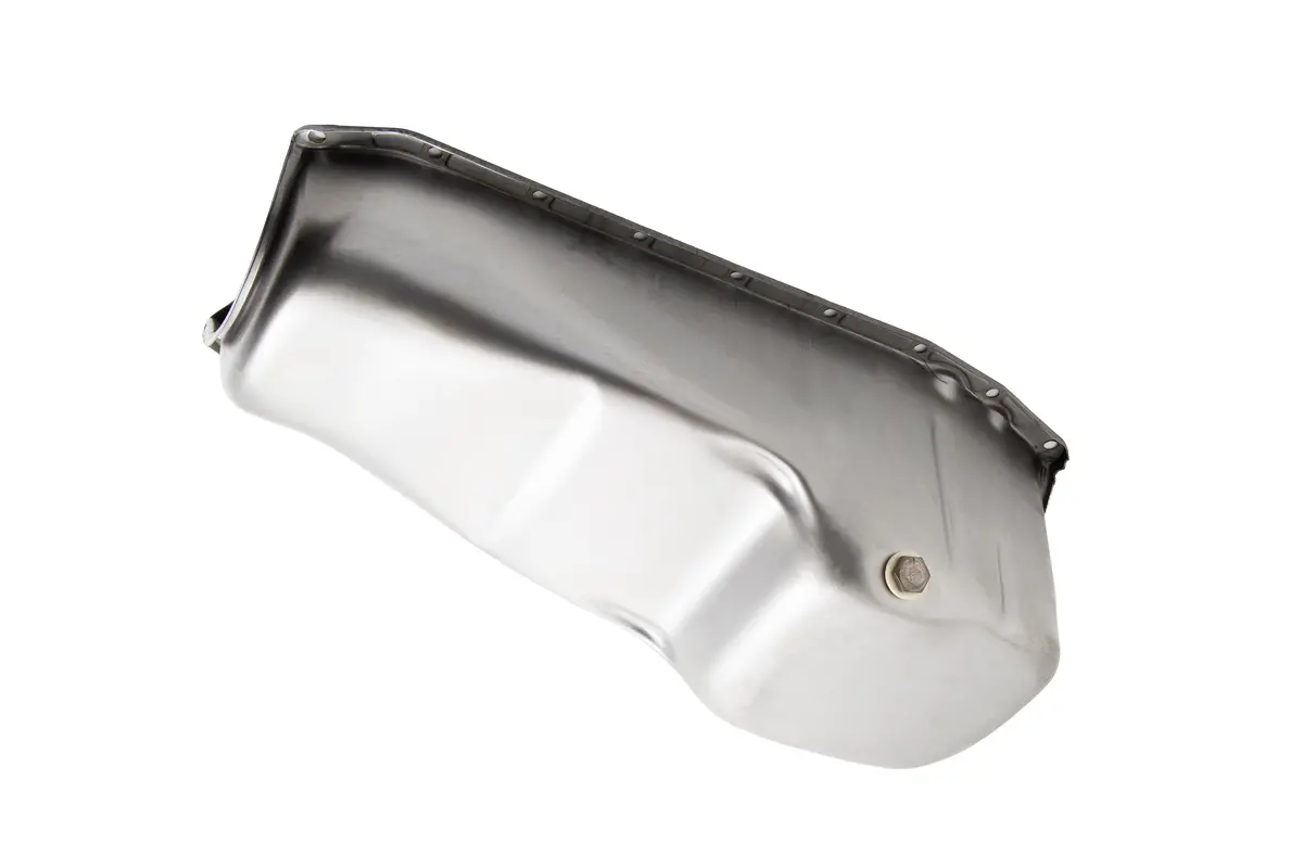 Steel Oil Pan For 1980–1985 Chevy Sb 283–350W -Raw Steel - Rear Sump 1