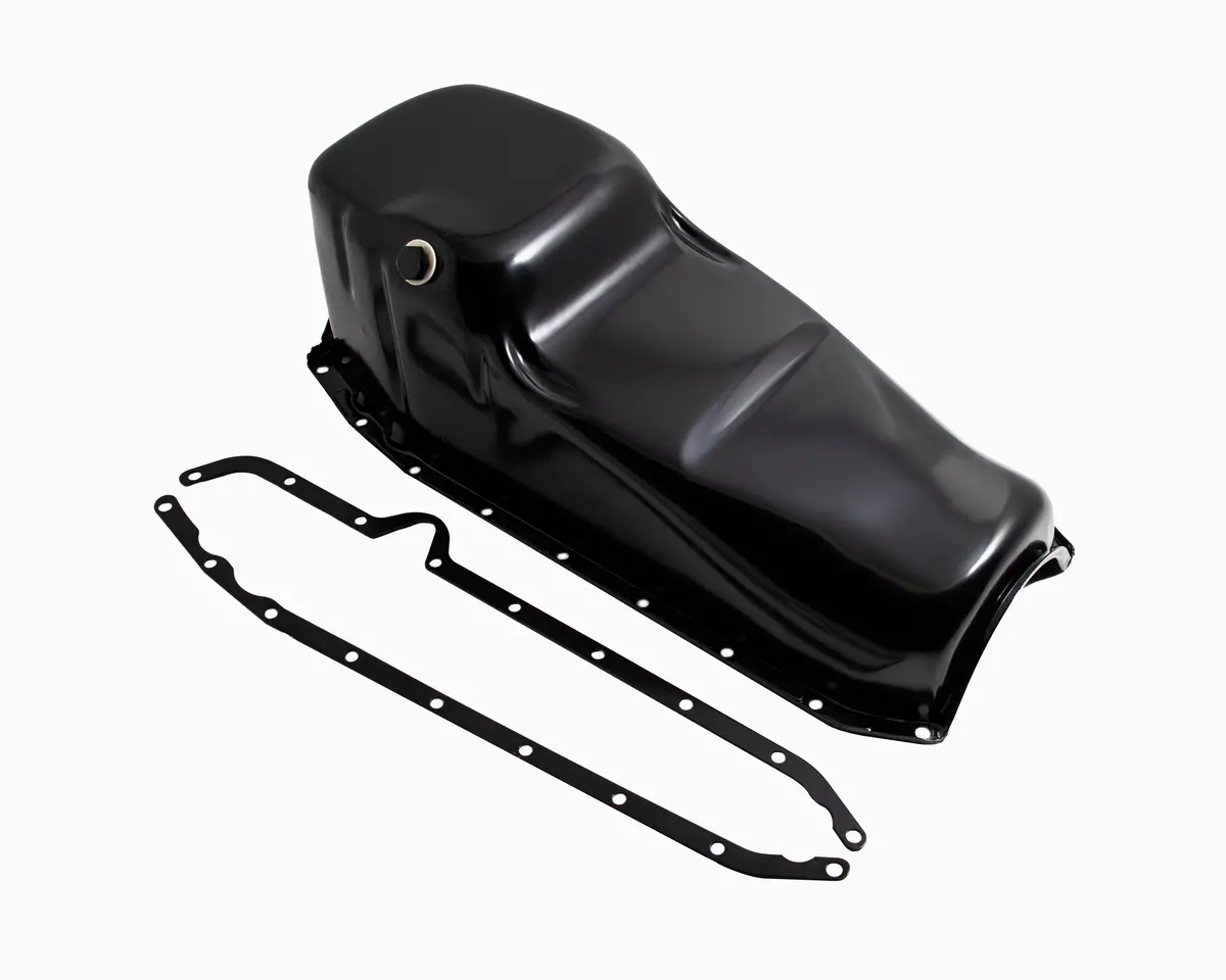 Steel Oil Pan – Fits 1980–1985 Chevy Sb 283–350 – Racing W/ Windage Tray & Reinforced Rails – Black 1