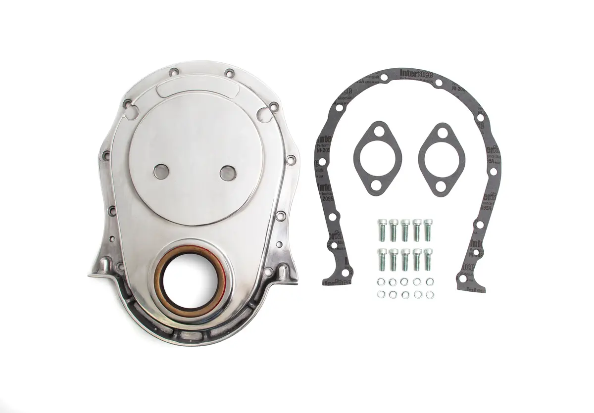 1966-90 Chevy Big Block 396-402-427-454 Aluminum Timing Chain Cover Set - Polished 1