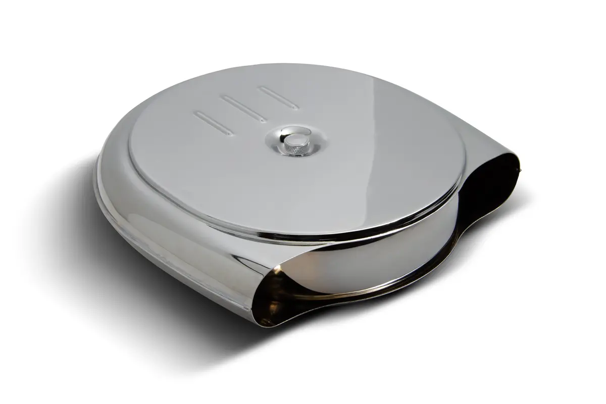 Cfr Performance Retro-Style Air Cleaner Assembly – 15½" X 16" Round, Chrome, ¾" Raised Base – Compatible With 4-Barrel Carbs (1951–56 Oldsmobile & Cadillac Style) 7/8 Scale 1