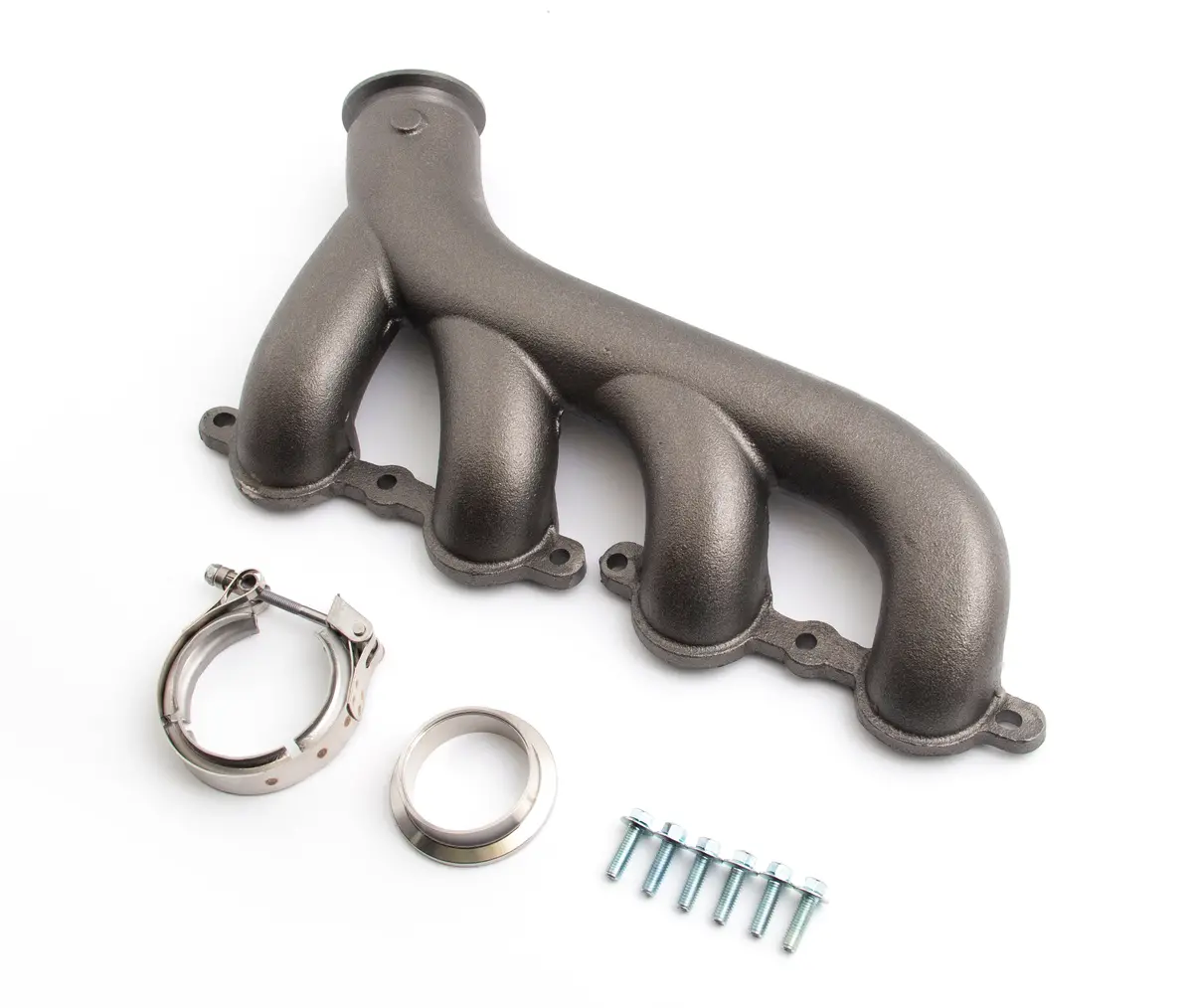 Cast Iron Exhaust Manifold – Driver Side – V-Band Clamp – 2002–2012 Chevy Ls – Raw 1