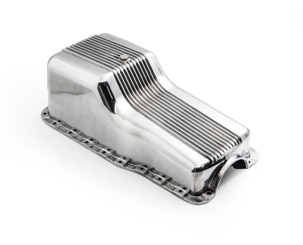 Aluminum Retro Finned Oil Pan – Fits 1965–1987 Ford Sb 260‑289‑302 – Front Sump – Polished 1