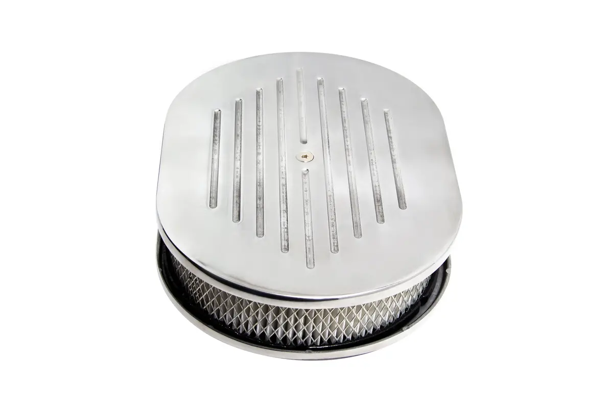Chevy-Ford-Mopar 12" Oval Polished Aluminum Air Cleaner - Ball Milled 1