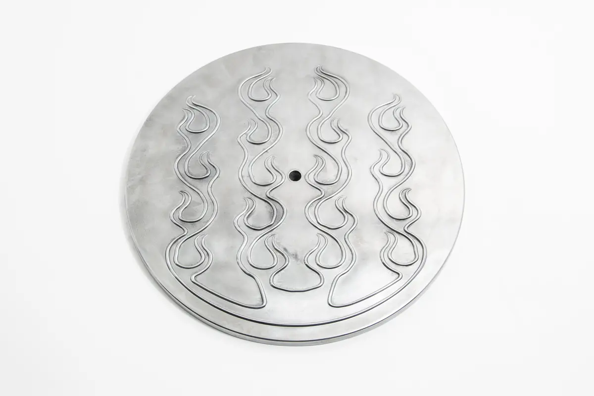Aluminum 14" Round Air Cleaner Top – Flamed Design – Polished Finish 1