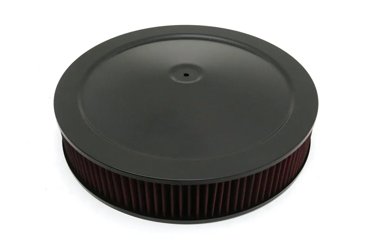Chevy-Ford-Mopar 14" Black Steel Air Cleaner Set Recessed - Washable Filter 1