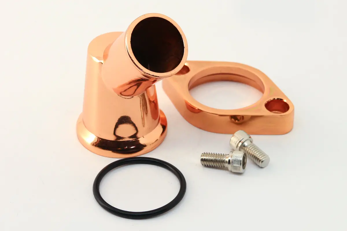 Chevy Small Block-Big Block Aluminum 45 Degree Swivel Water Neck - Copper 1