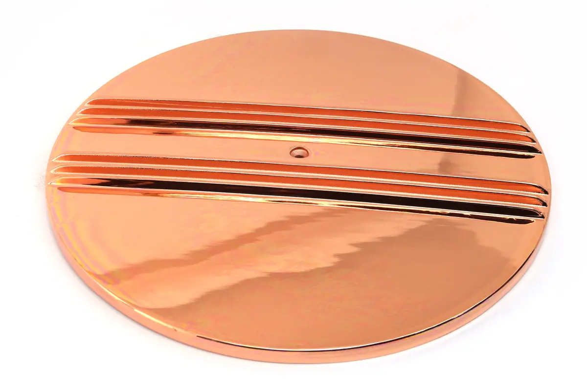 Chevy-Ford-Mopar 14" Round  Aluminum Air Cleaner Top - Partial Finned - Copper 1