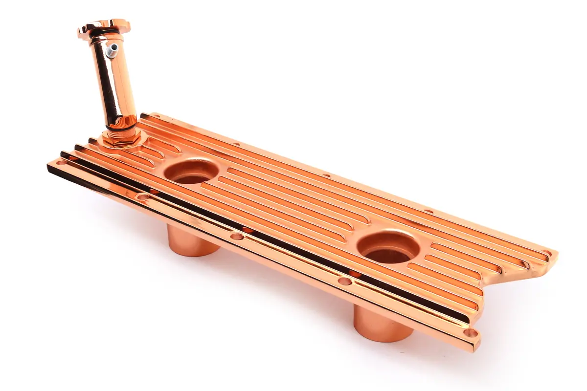 Aluminum Lm7, Lq4, Lq9 4.8L, 5.3L, 6.0L Ls Series Engine Valley Plate Oil Filler Hole For Knock Sensor - Copper 1