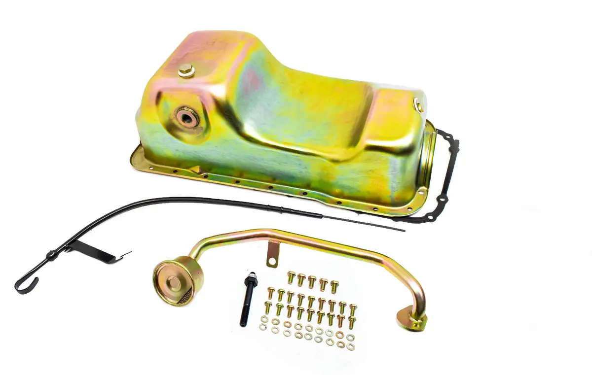 Steel Oil Pan Kit Fits 1979–1995 Ford 5.0L Mustang & Fox Chassis – Zinc-Plated Finish 1