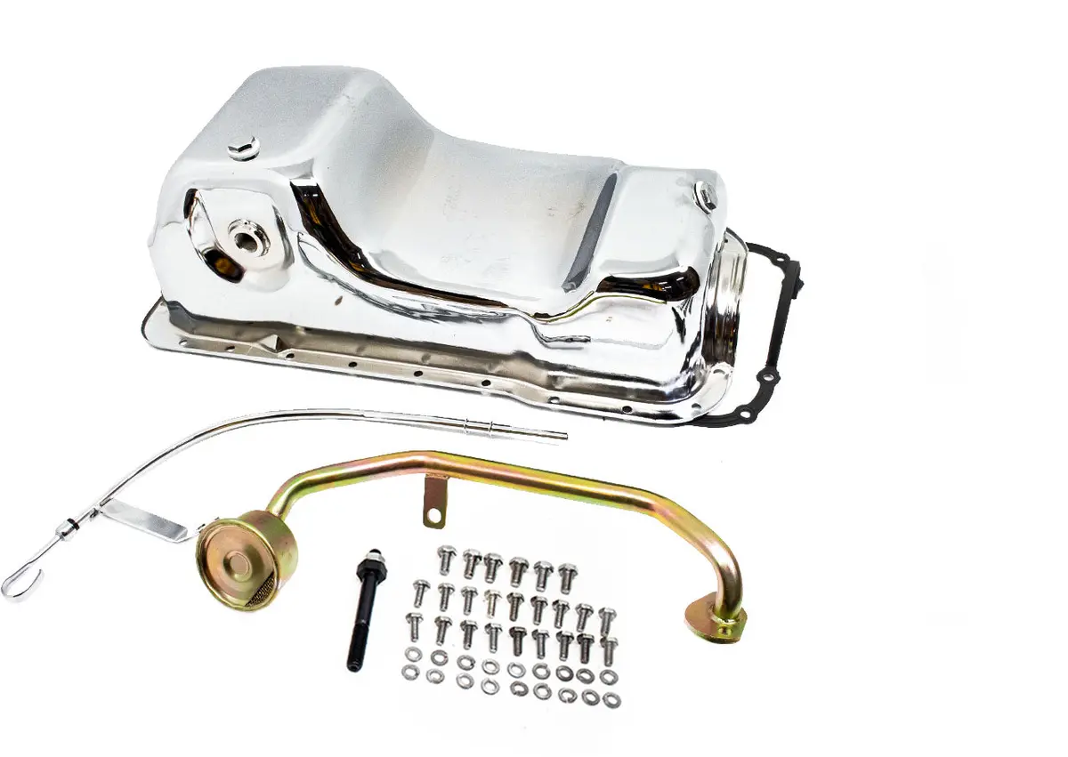 Steel Oil Pan Kit Fits 1979–1995 Ford 5.0L Mustang & Fox Chassis – Chrome Finish 1
