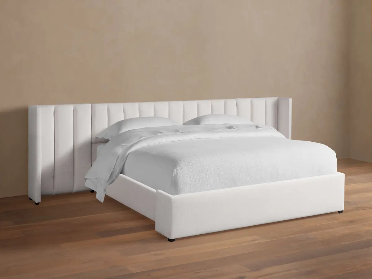 Wyller Channel-Stitched Extended Headboard Bed With Low Footboard 1