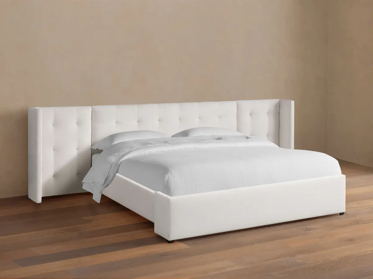 Wyller Box-Tufted Extended Headboard Bed With Low Footboard 1
