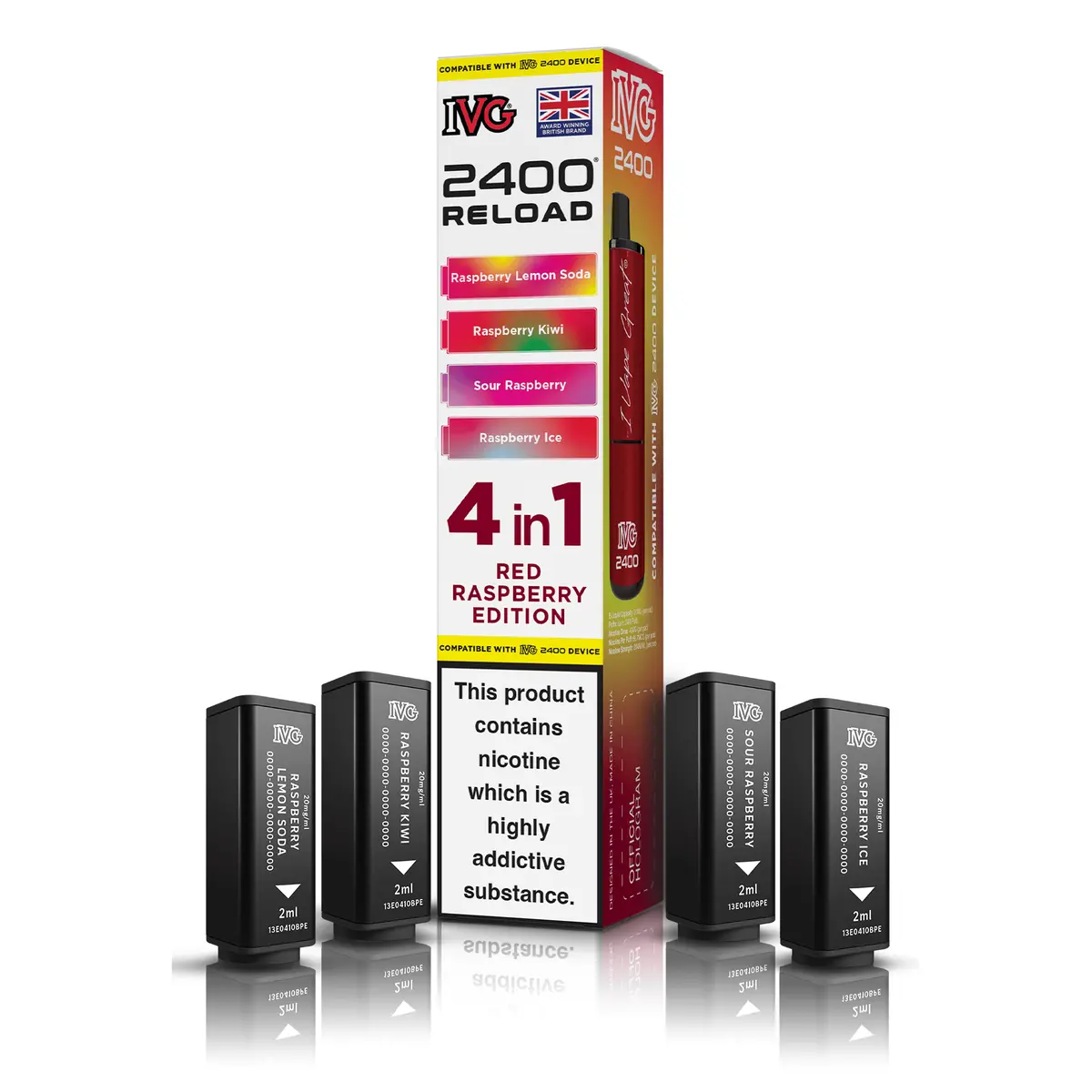 Ivg 2400 Reload 4-In-1 Red Raspberry Edition Pods 1
