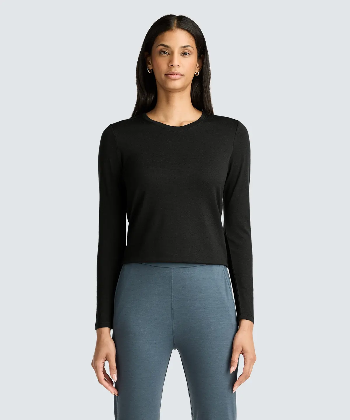 Women's Petite Long Sleeve Merino Crew 1